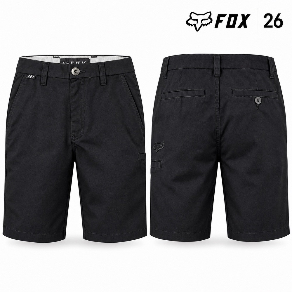 Fox Racing Youth Essex Shorts Boys 26 Black Chino Skate BMX Moto 8" Inseam - Picture 1 of 12